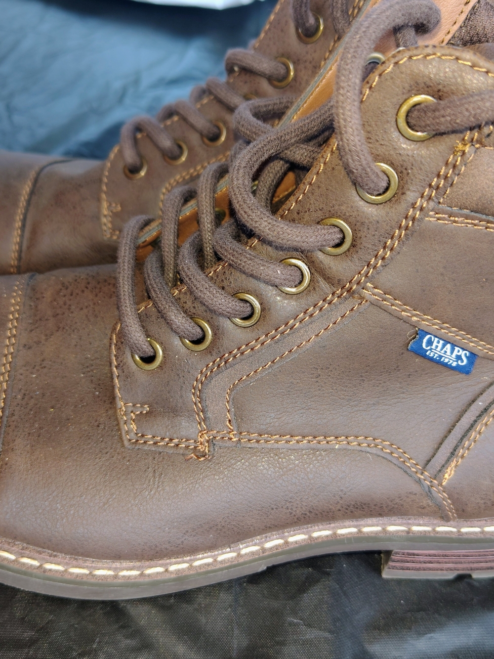 Chaps Men's Brown Leather Lace-Up Work Boots